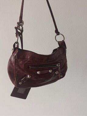 Balenciaga Mini Crossbody Bag in Burgundy Leather